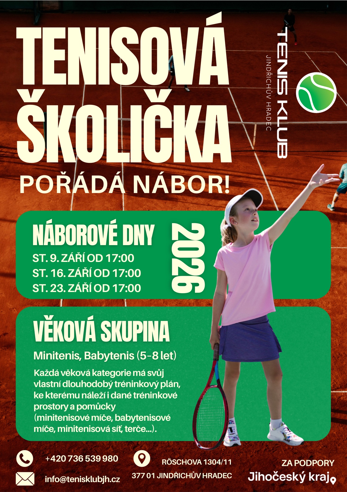 Tenisový klub Jindřichův Hradec — plakát Tenisová školička